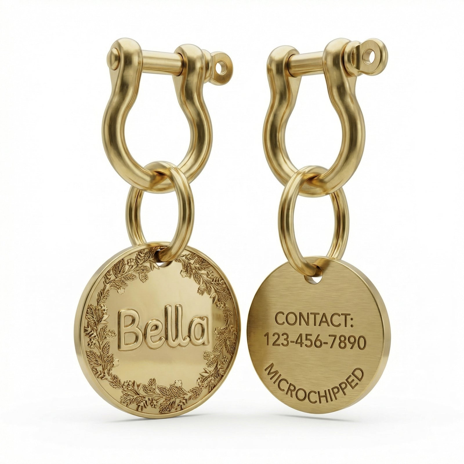 Personalised 3D Relief Pet ID Tag | Deep Engraved Solid Brass Dog Tag | Bespoke Artisan Design