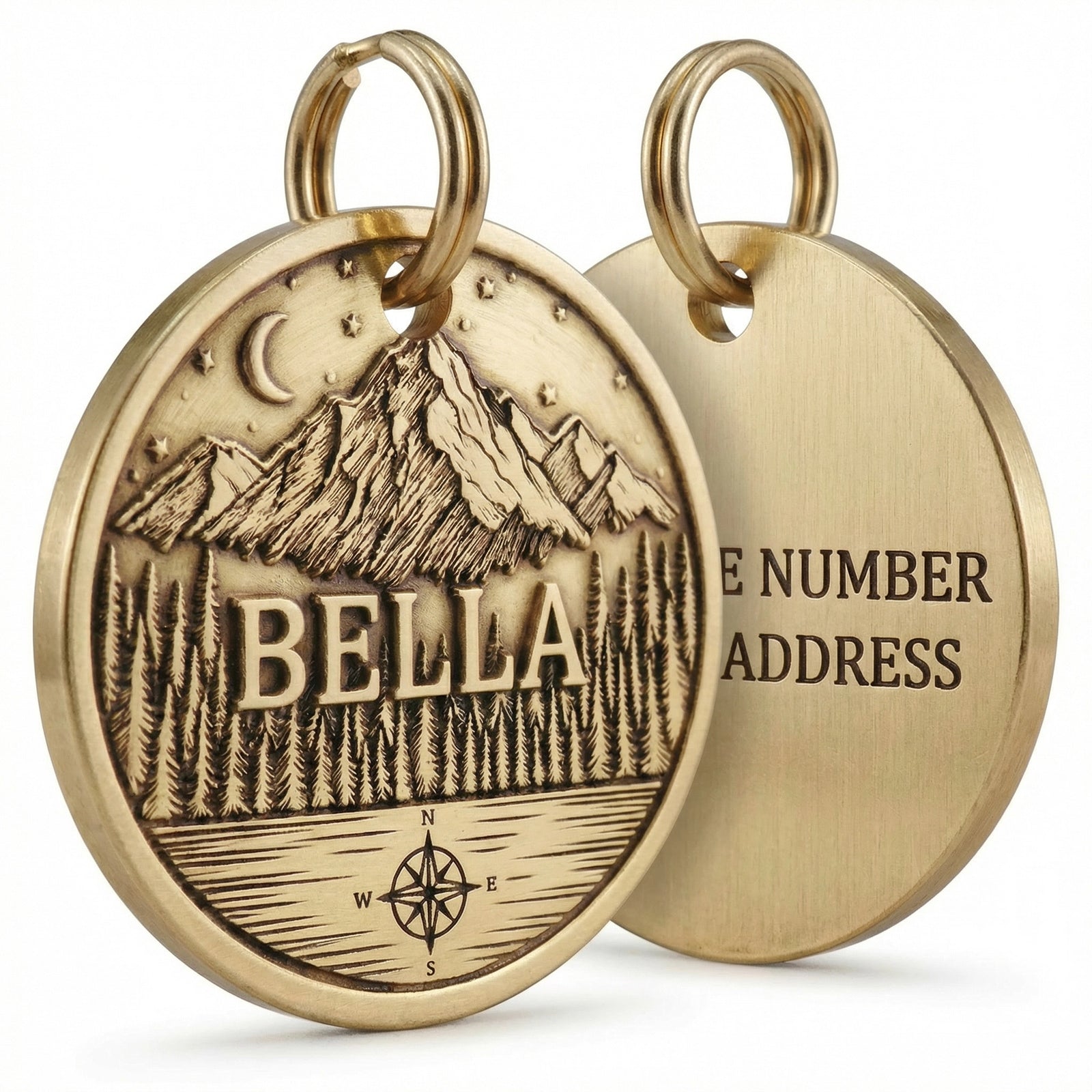 Personalised 3D Relief Pet ID Tag - Deep Engraved Solid Brass Dog Tag - Bespoke Artisan Design - Snuggle Snout