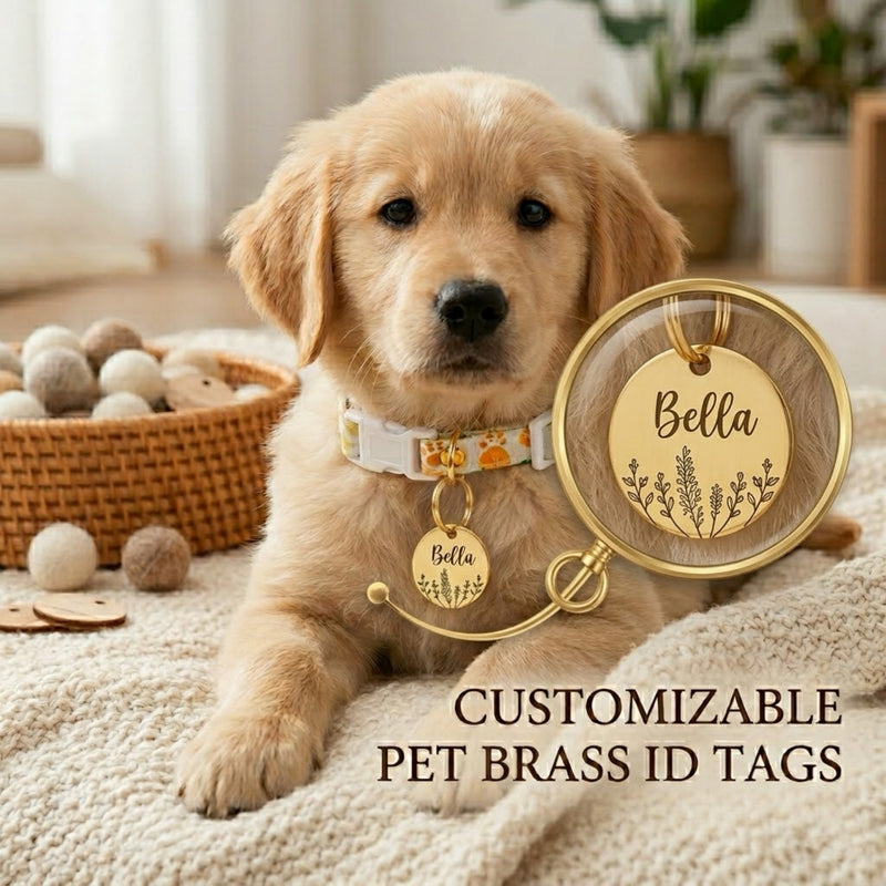 Snuggle Snout™ Signature Deep-Engraved Pet ID Tag - Solid Brass & Copper - Double-Sided Lifetime Durability