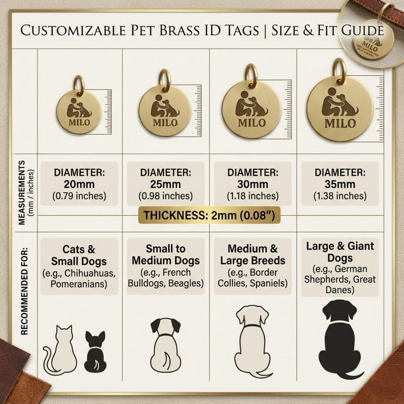 Personalized Solid Brass Pet ID Tag ✨ Deep Engraved & Rust-Proof Dog Tag | Custom Nameplate for Dogs & Cats | Durable & Aesthetic Pet Accessory