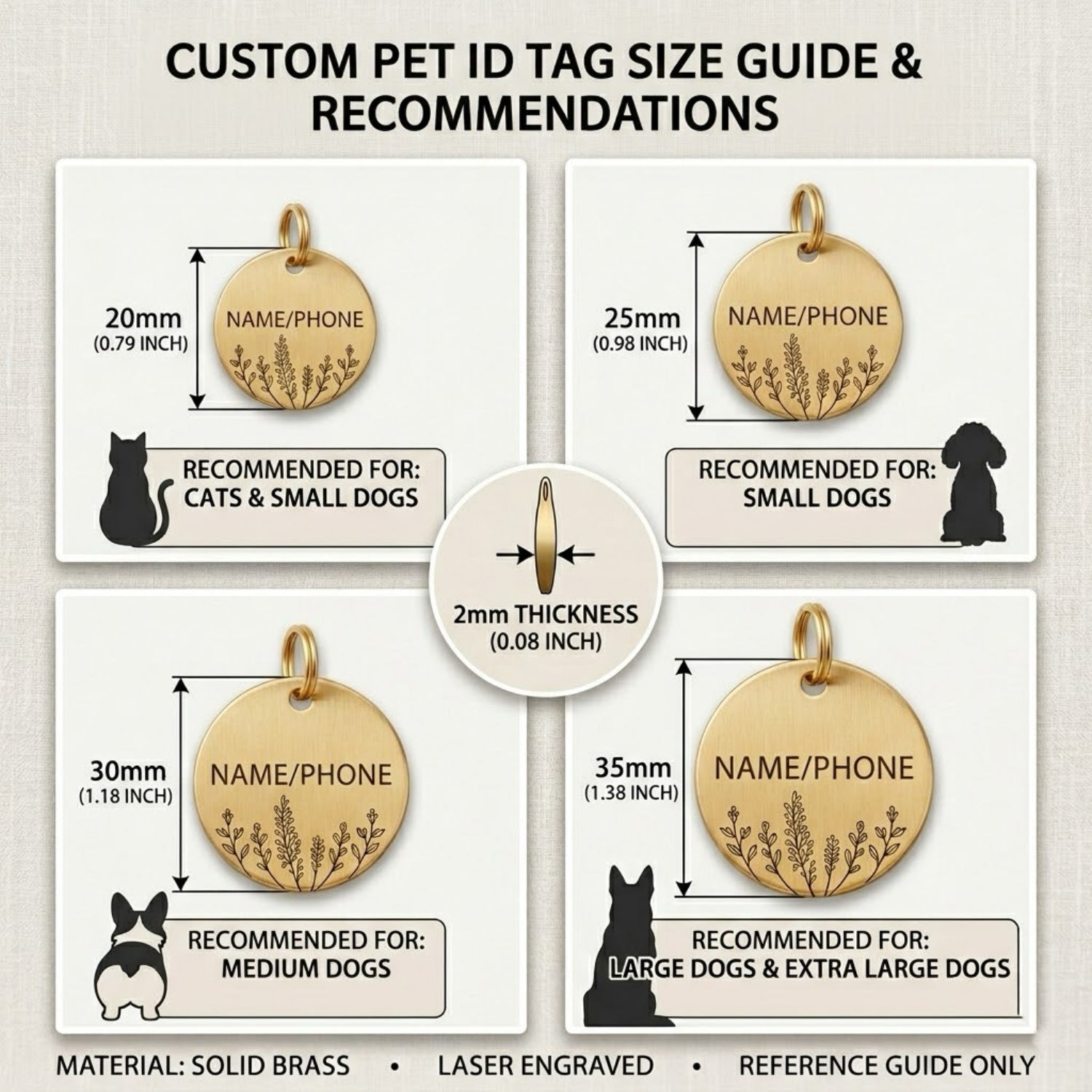 Snuggle Snout™ Signature Deep-Engraved Pet ID Tag - Solid Brass & Copper - Double-Sided Lifetime Durability