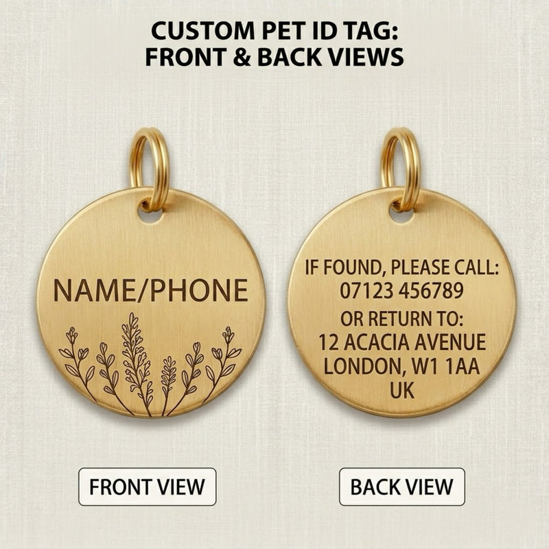 Snuggle Snout™ Signature Deep-Engraved Pet ID Tag - Solid Brass & Copper - Double-Sided Lifetime Durability