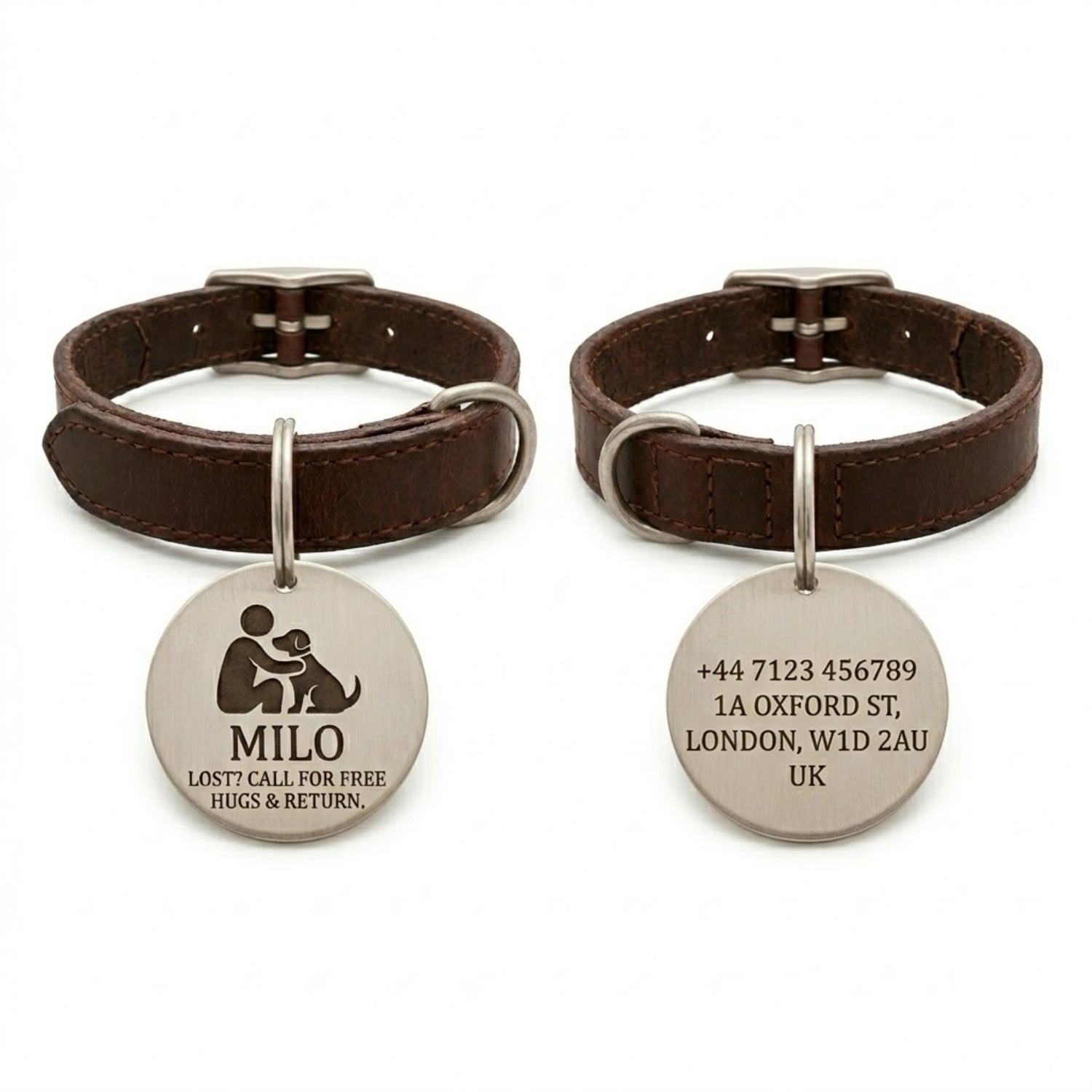 Personalized Solid Brass Pet ID Tag ✨ Deep Engraved & Rust-Proof Dog Tag | Custom Nameplate for Dogs & Cats | Durable & Aesthetic Pet Accessory