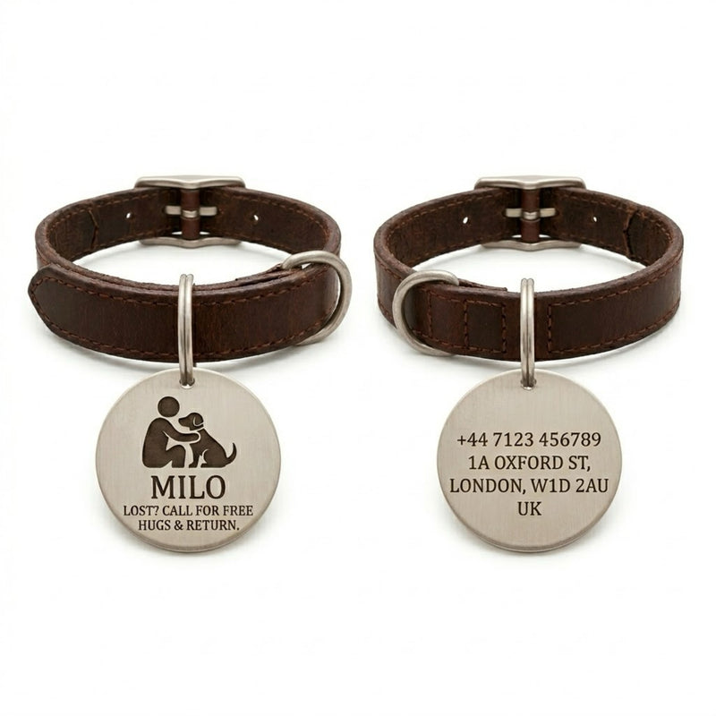 Personalized Solid Brass Pet ID Tag ✨ Deep Engraved & Rust-Proof Dog Tag | Custom Nameplate for Dogs & Cats | Durable & Aesthetic Pet Accessory