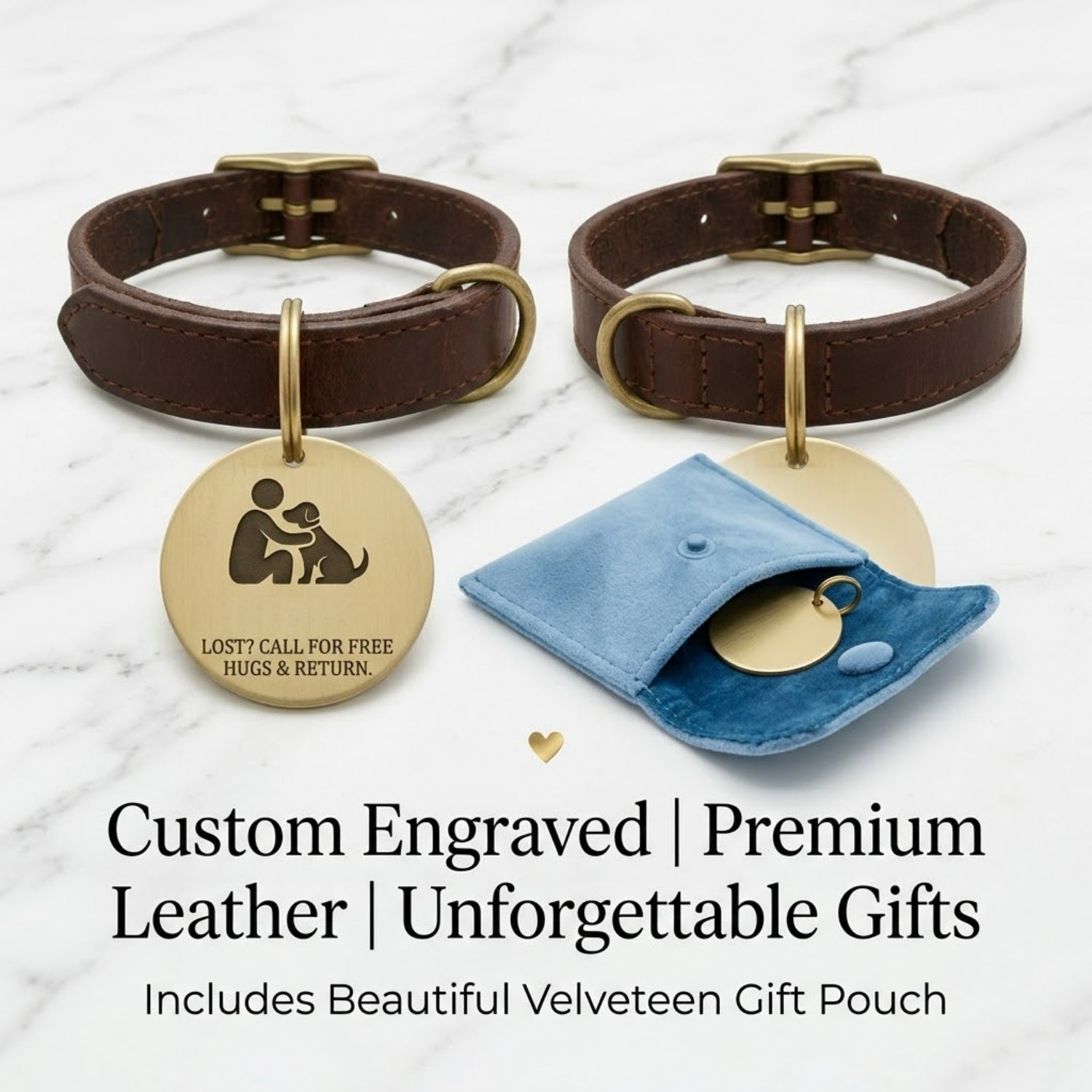 Personalized Solid Brass Pet ID Tag ✨ Deep Engraved & Rust-Proof Dog Tag | Custom Nameplate for Dogs & Cats | Durable & Aesthetic Pet Accessory