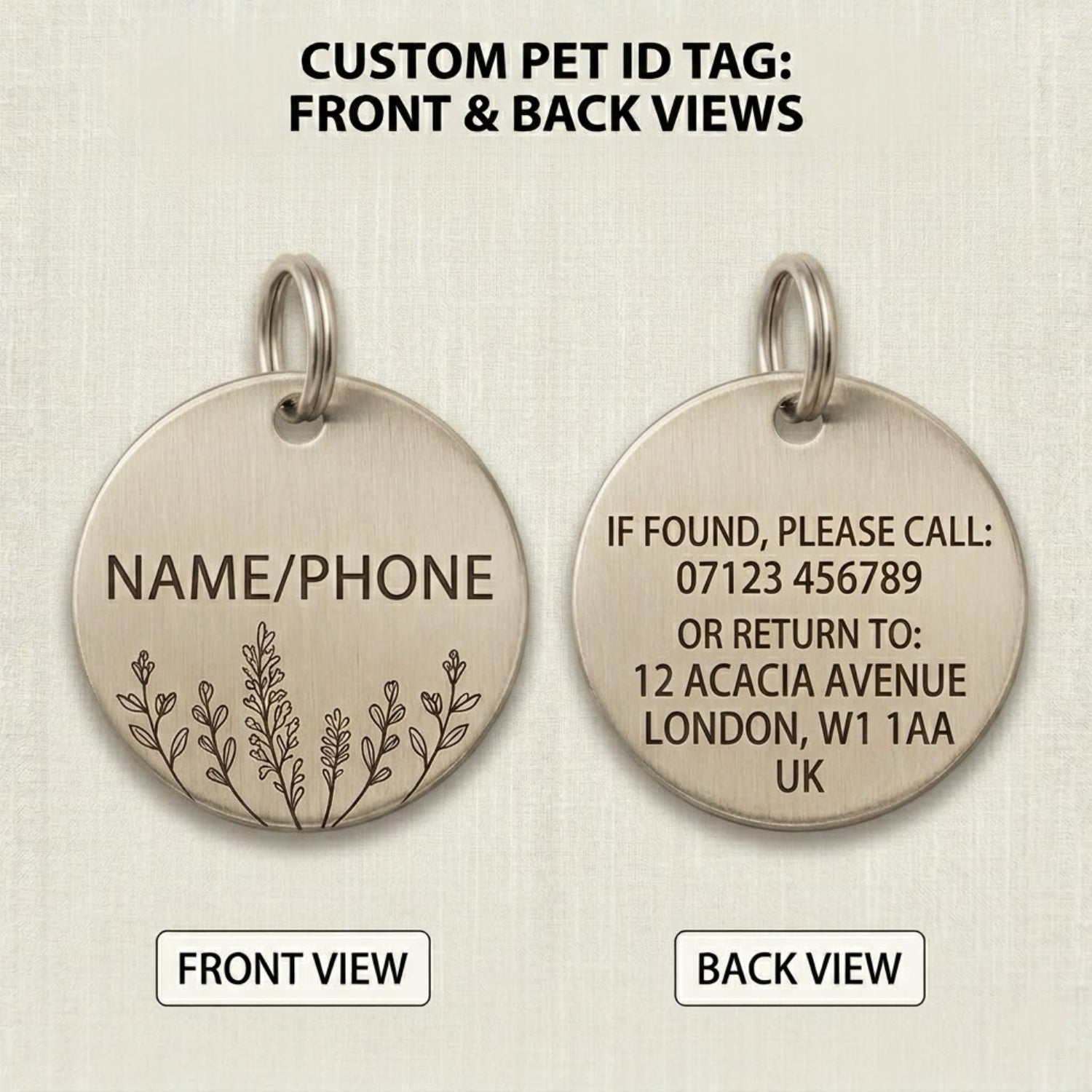Snuggle Snout™ Signature Deep-Engraved Pet ID Tag - Solid Brass & Copper - Double-Sided Lifetime Durability