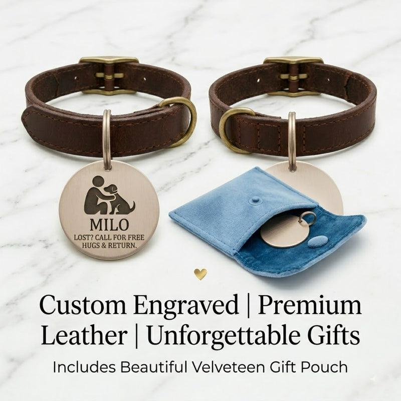 Personalized Solid Brass Pet ID Tag ✨ Deep Engraved & Rust-Proof Dog Tag | Custom Nameplate for Dogs & Cats | Durable & Aesthetic Pet Accessory